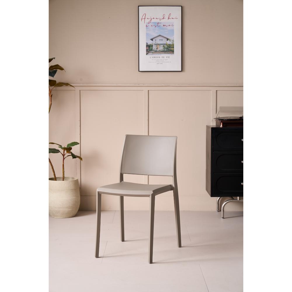 Silla Toledo, Color Taupe, Con espaldar liso y cuadrado, diseño moderno