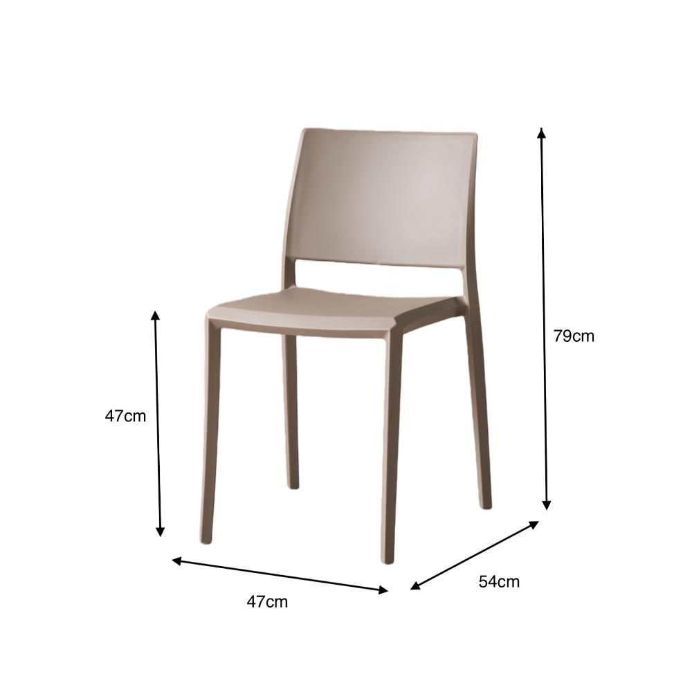 Silla Toledo, Color Taupe, Con espaldar liso y cuadrado, diseño moderno