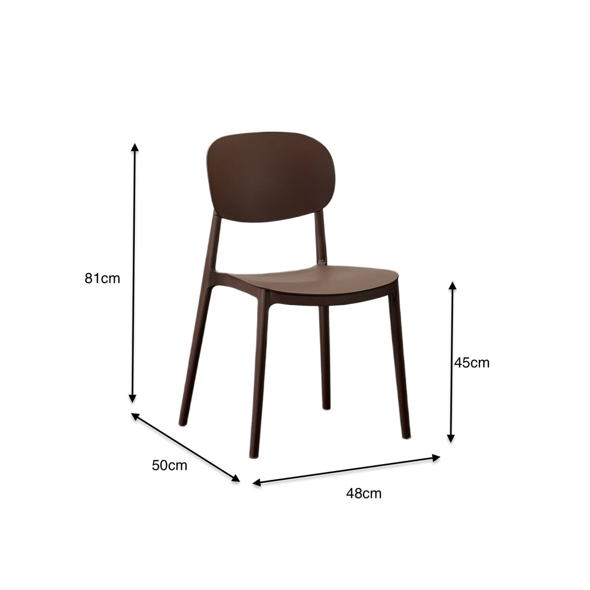 Set de 4 Sillas Milán, Color Café, con Espaldar y Diseño Moderno
