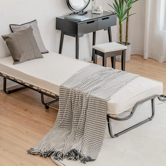 Cama plegable con colchón de 4 pulgadas, cama plegable para invitados con