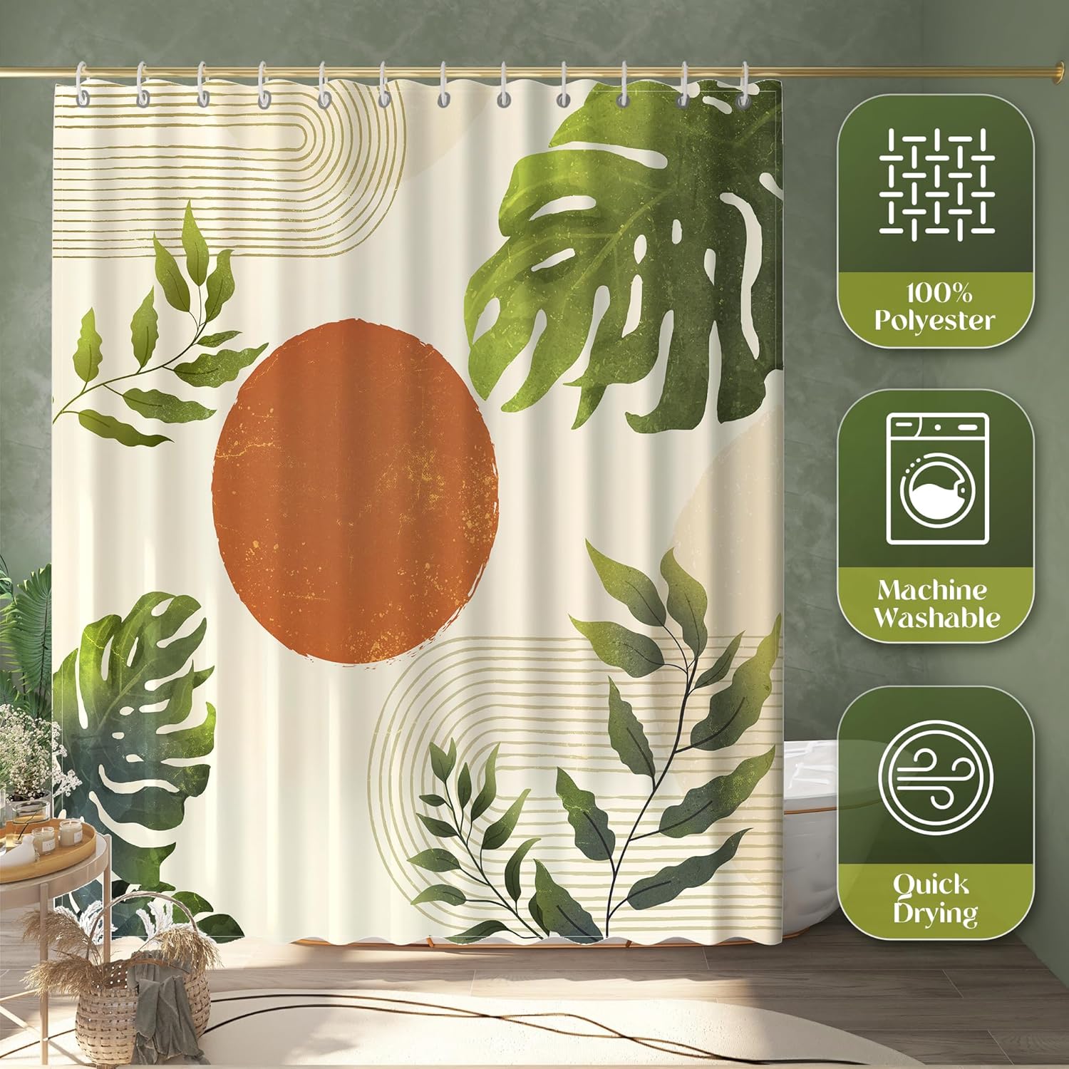 EOSAHR Cortinas de ducha bohemias para decoración de baño, juego de cortinas de...