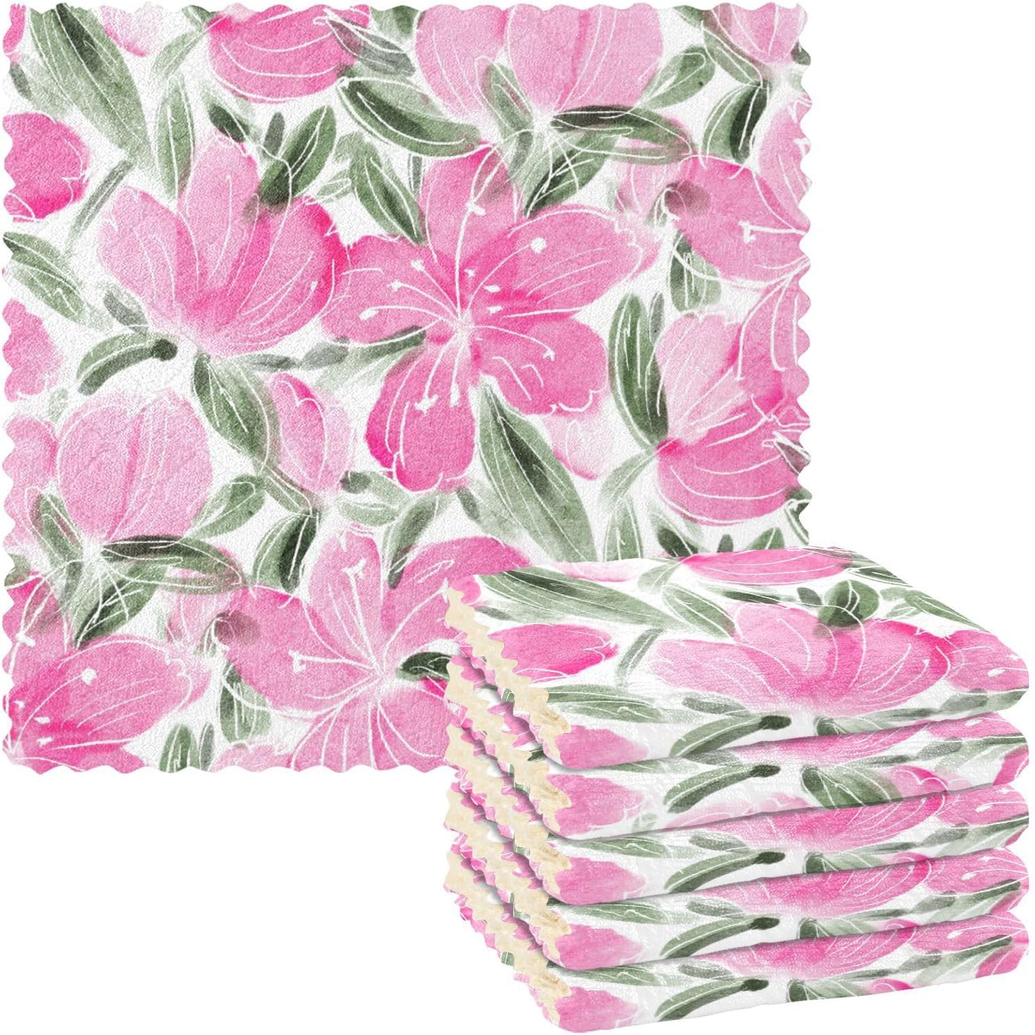 Bright Spring Flowers Microfiber Hand Towels Rags Hawaiian Tea Towels Kitchen