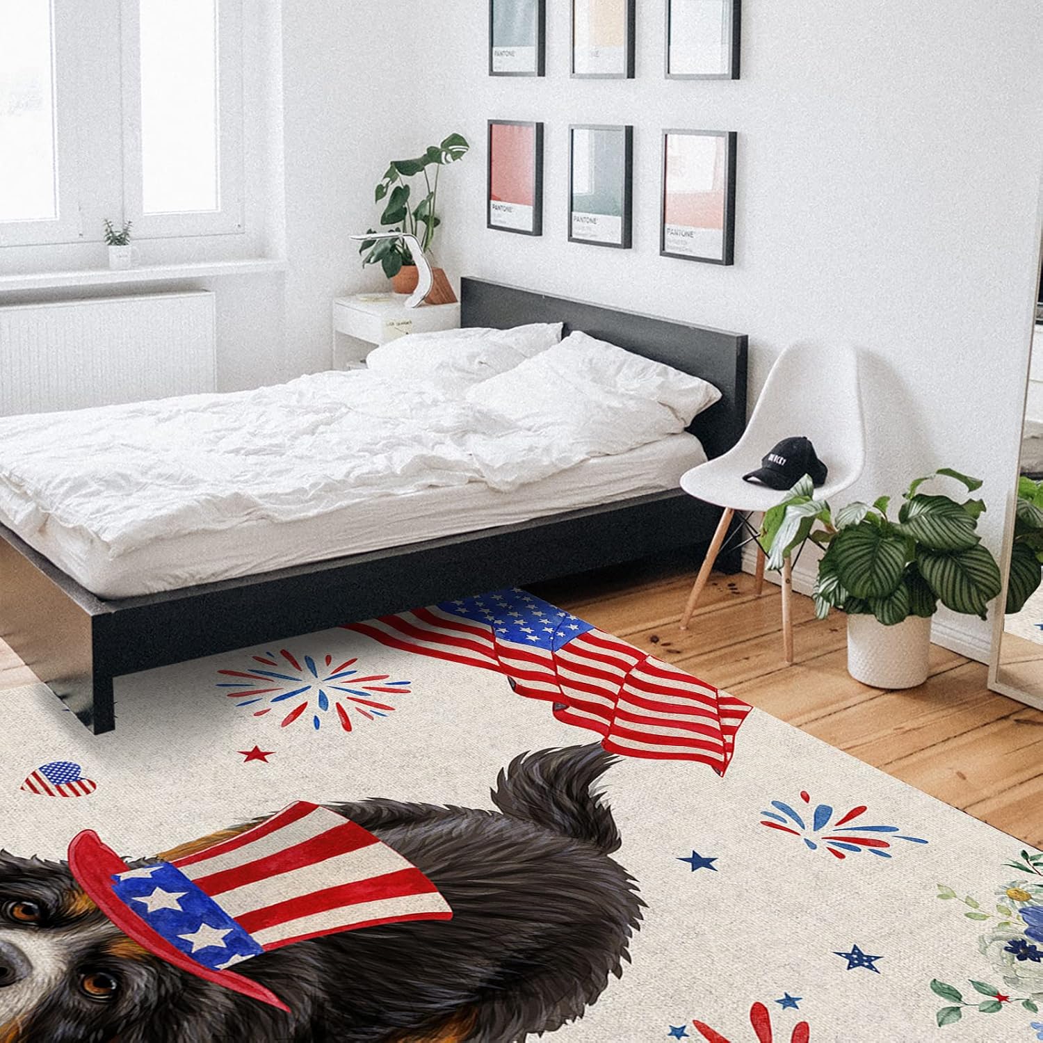 Alfombra de área para perro con diseño floral de primavera para sala de...