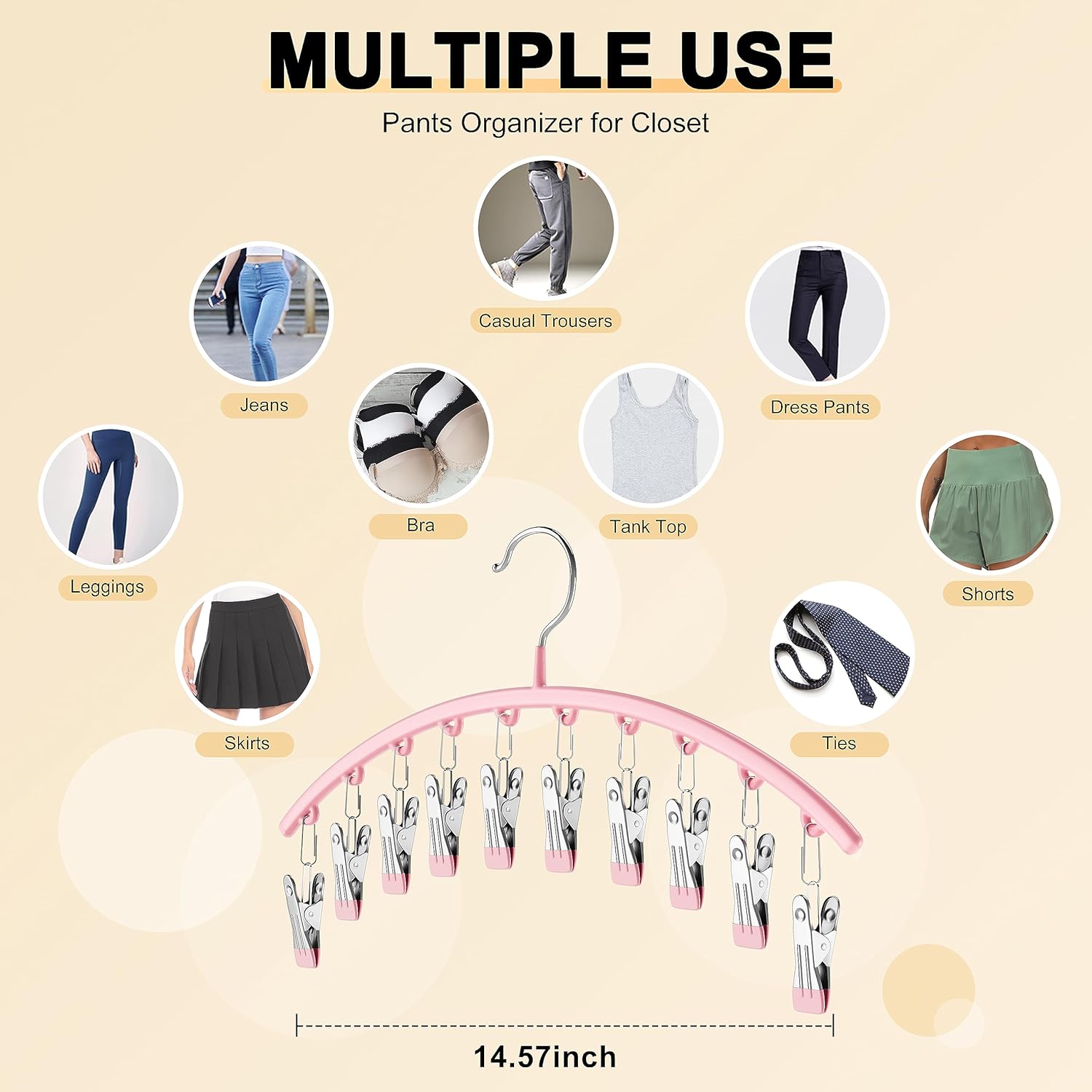 Organizador de leggings para armario, perchas de metal para pantalones de yoga,