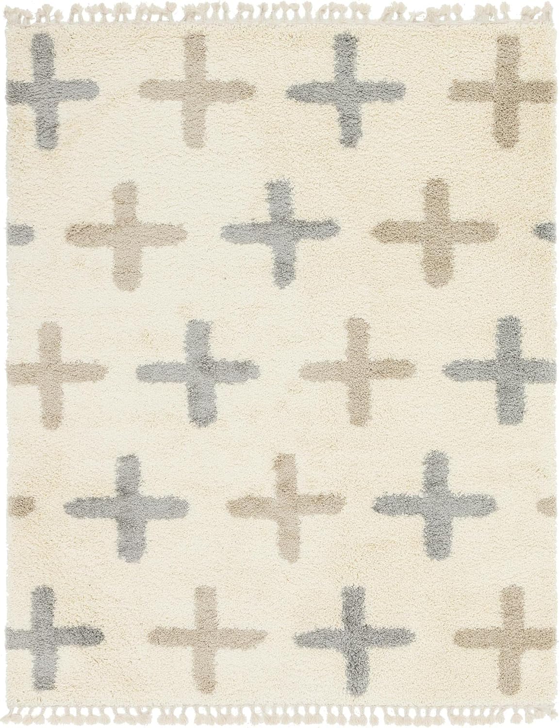 Rugs.com Athena Shag Collection Alfombra  8 x 10 pies, alfombra de pelo marfil...