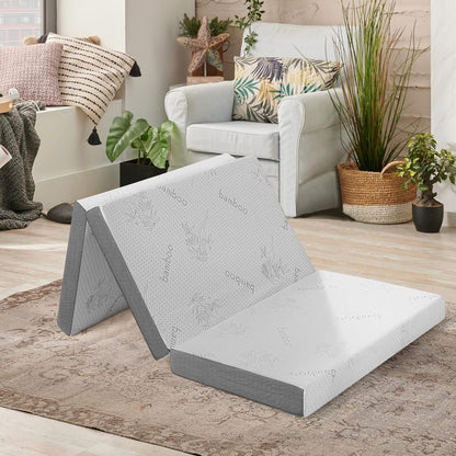 Colchón plegable, colchón triple infundido de gel de 4 pulgadas con funda de