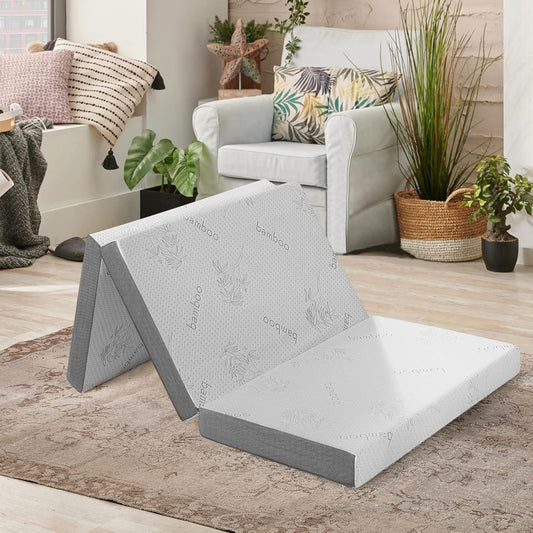 Colchón plegable, colchón triple infundido de gel de 4 pulgadas con funda de