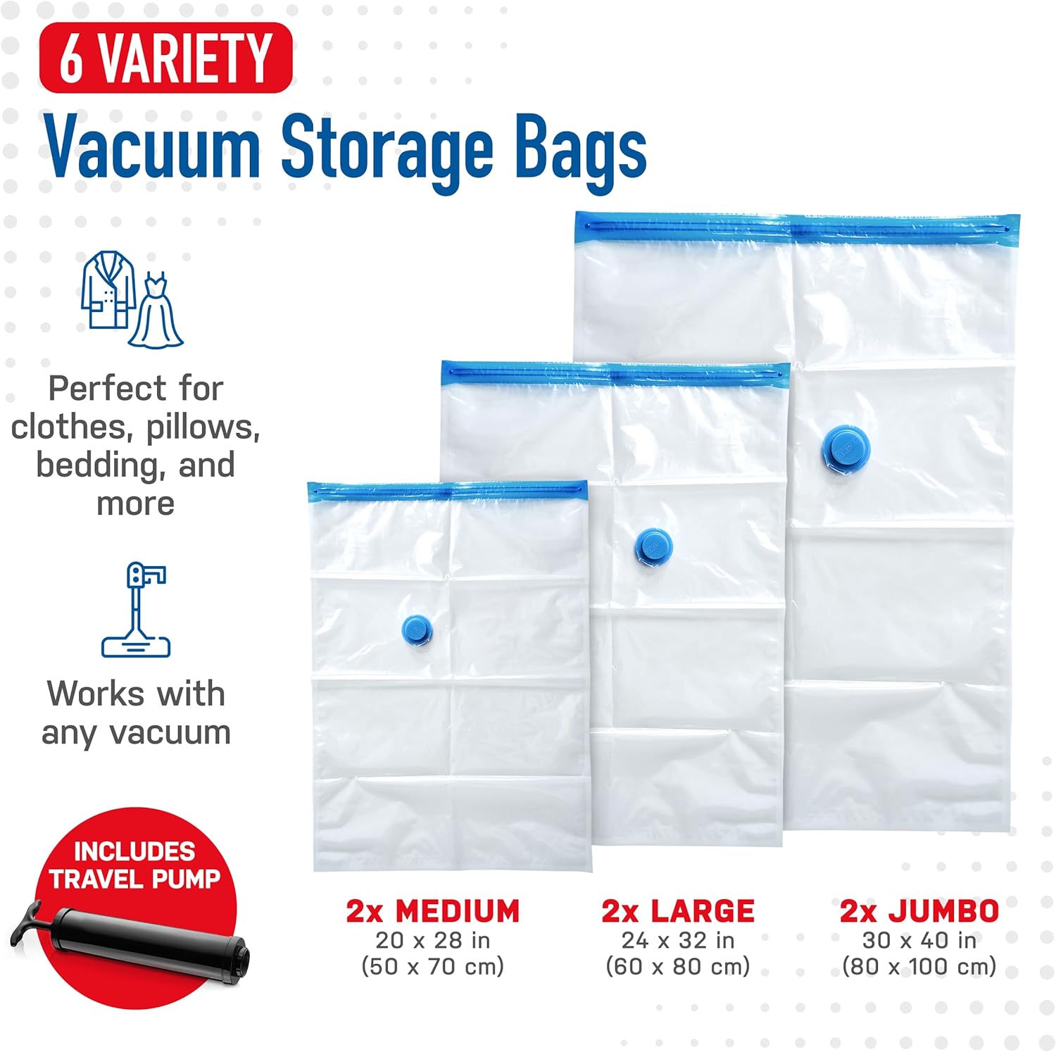 Spacesaver Premium Bolsas de almacenamiento al vacío, funciona con cualquier