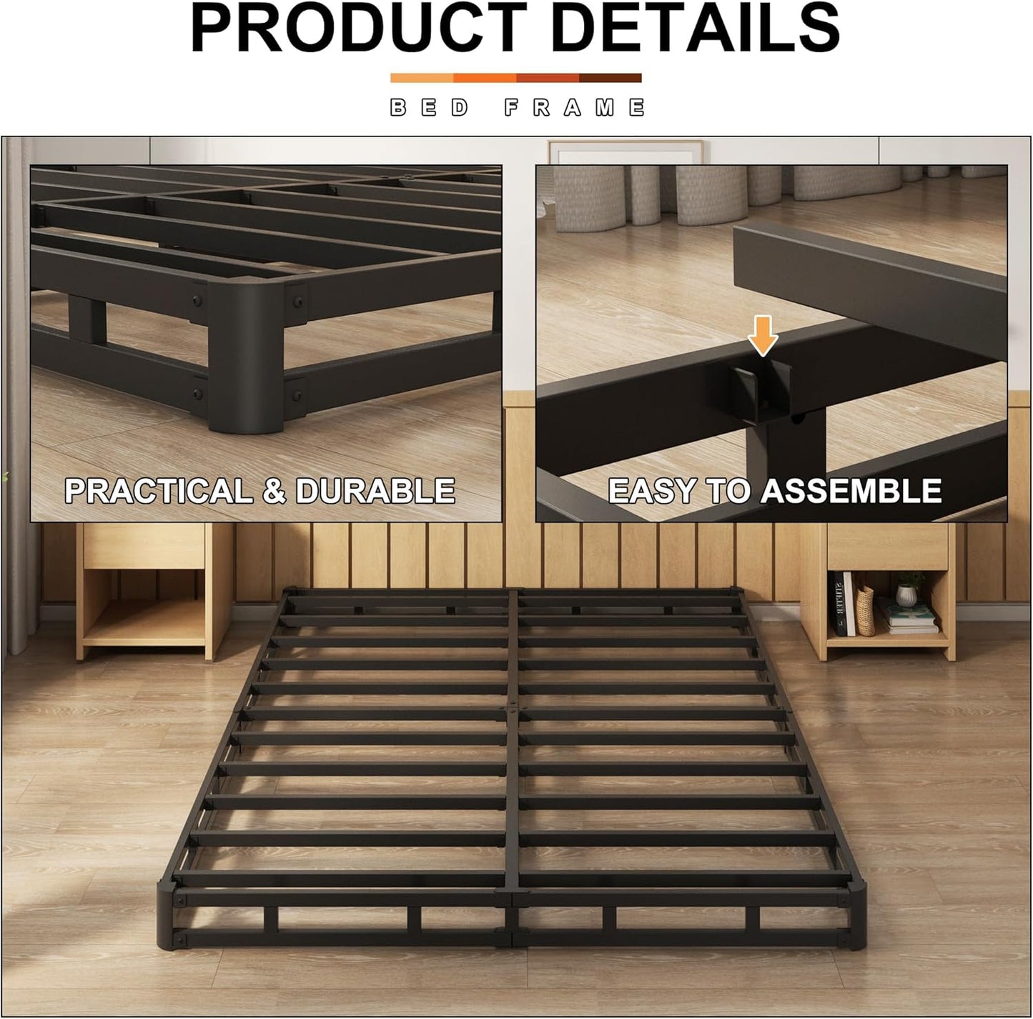 EMODA Base de cama King Box Spring de 5 pulgadas, base de colchón de metal