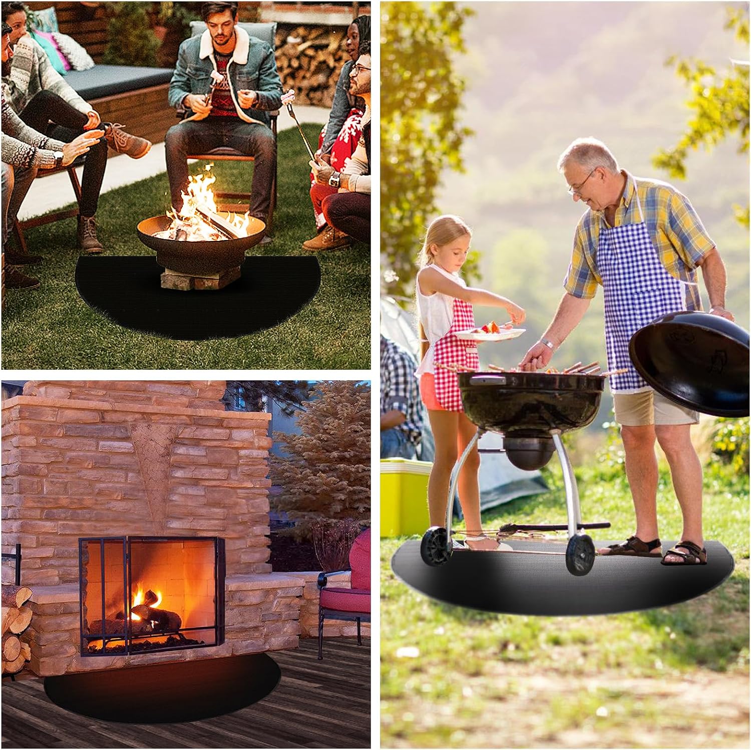 Tapete grueso mejorado para chimenea, de 24 x 42 pulgadas, resistente al fuego,...