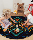 Alfombra bohemia redonda de 6 pies, lavable para interiores y exteriores, para...