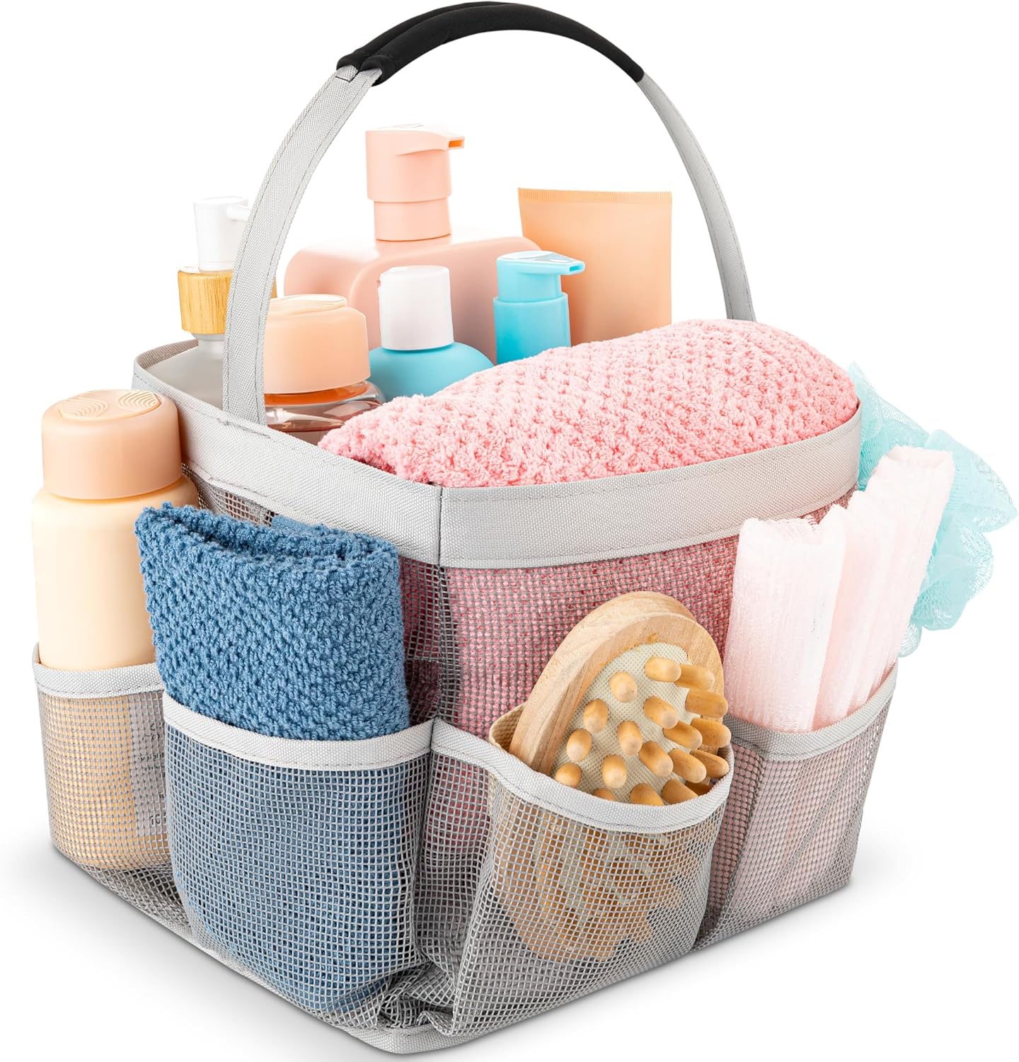 Masirs Bolsa de ducha de malla, plegable, portátil, organizador de baño para...