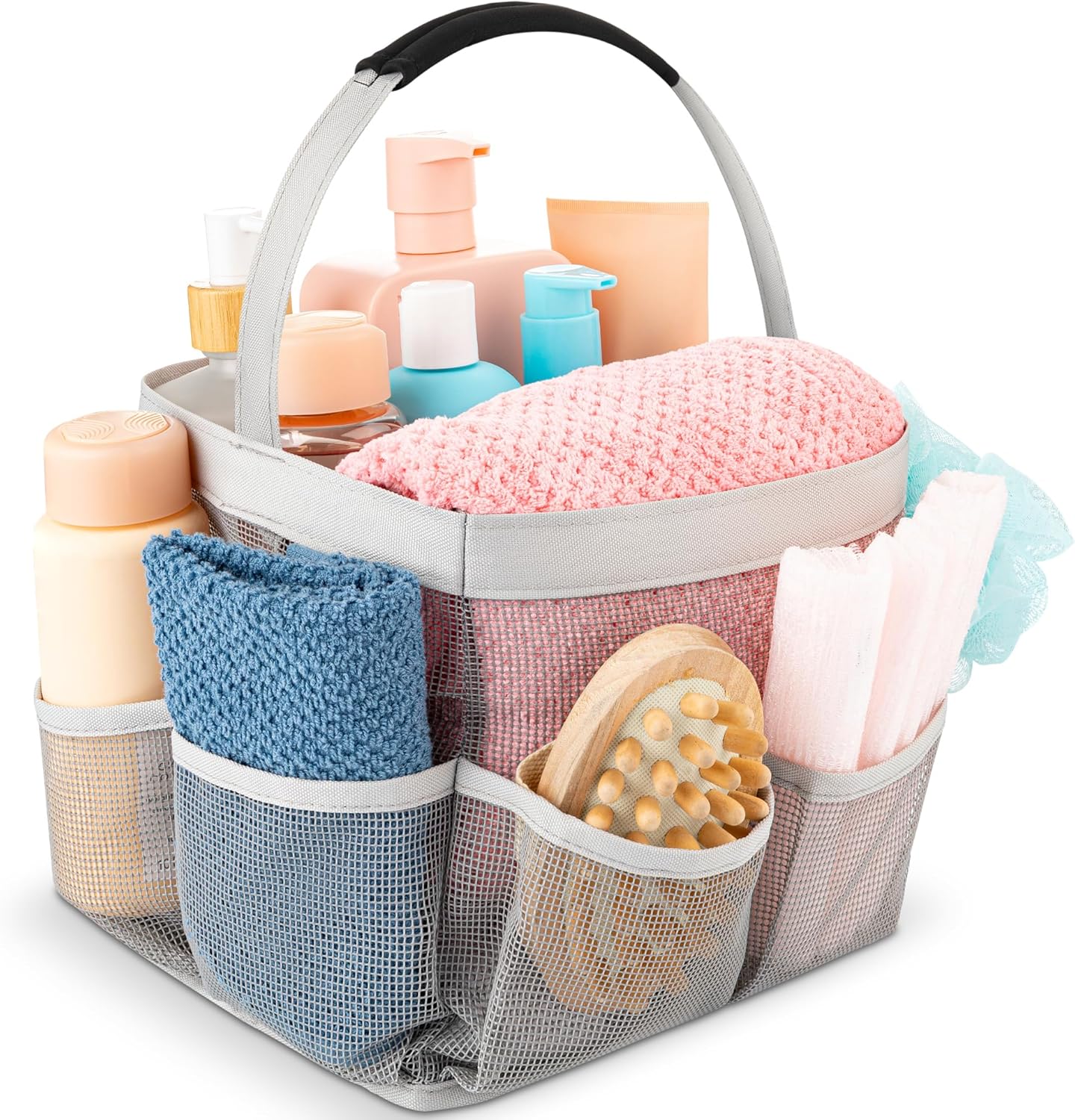 Masirs Bolsa de ducha de malla - (9 bolsillos) grande plegable, organizador de...