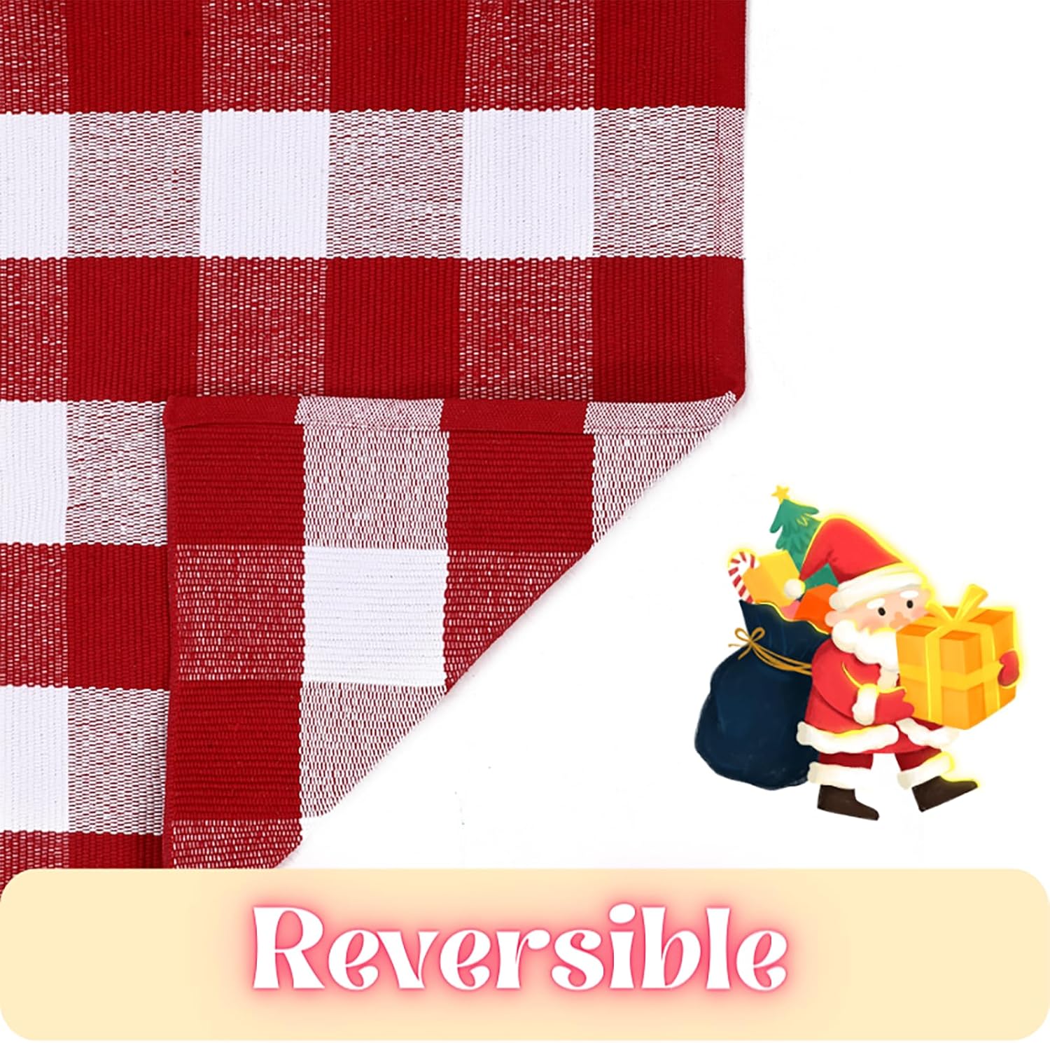 Alfombra de cuadros rojos y blancos, 3 x 5 pies, tapete decorativo de Navidad