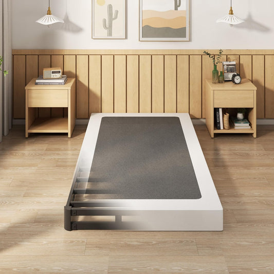 Base de cama con somier individual XL de 5 pulgadas, base de colchón de metal