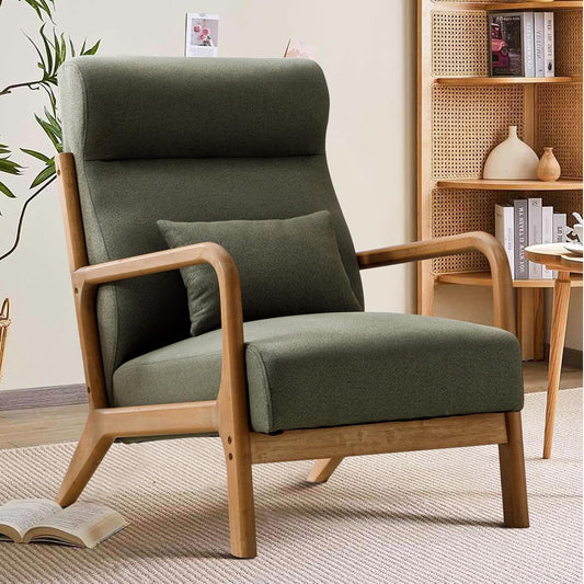 INZOY - Sillón de mediados de siglo con respaldo alto, tapizados, con cojín...