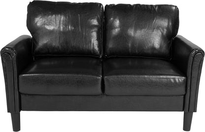 Flash Furniture Bari - Sofá biplaza tapizado en LeatherSoft negro