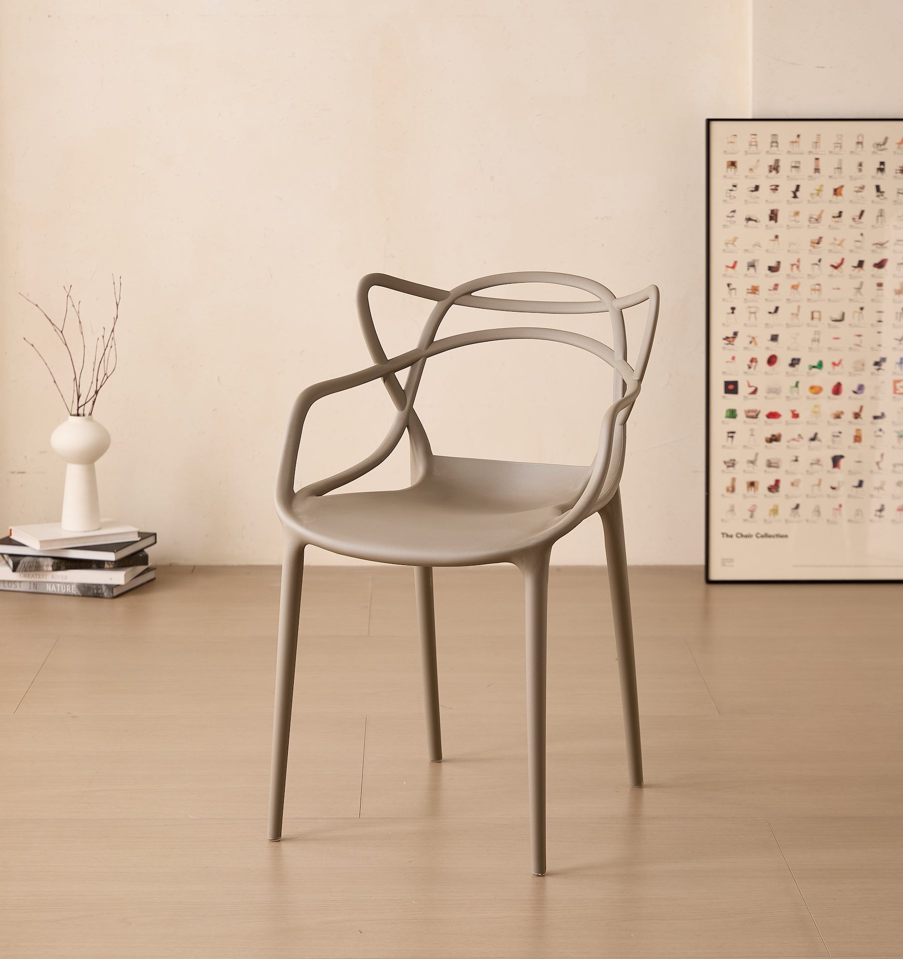 Silla Palermo, Color Taupe, Con espaldar y diseño Moderno