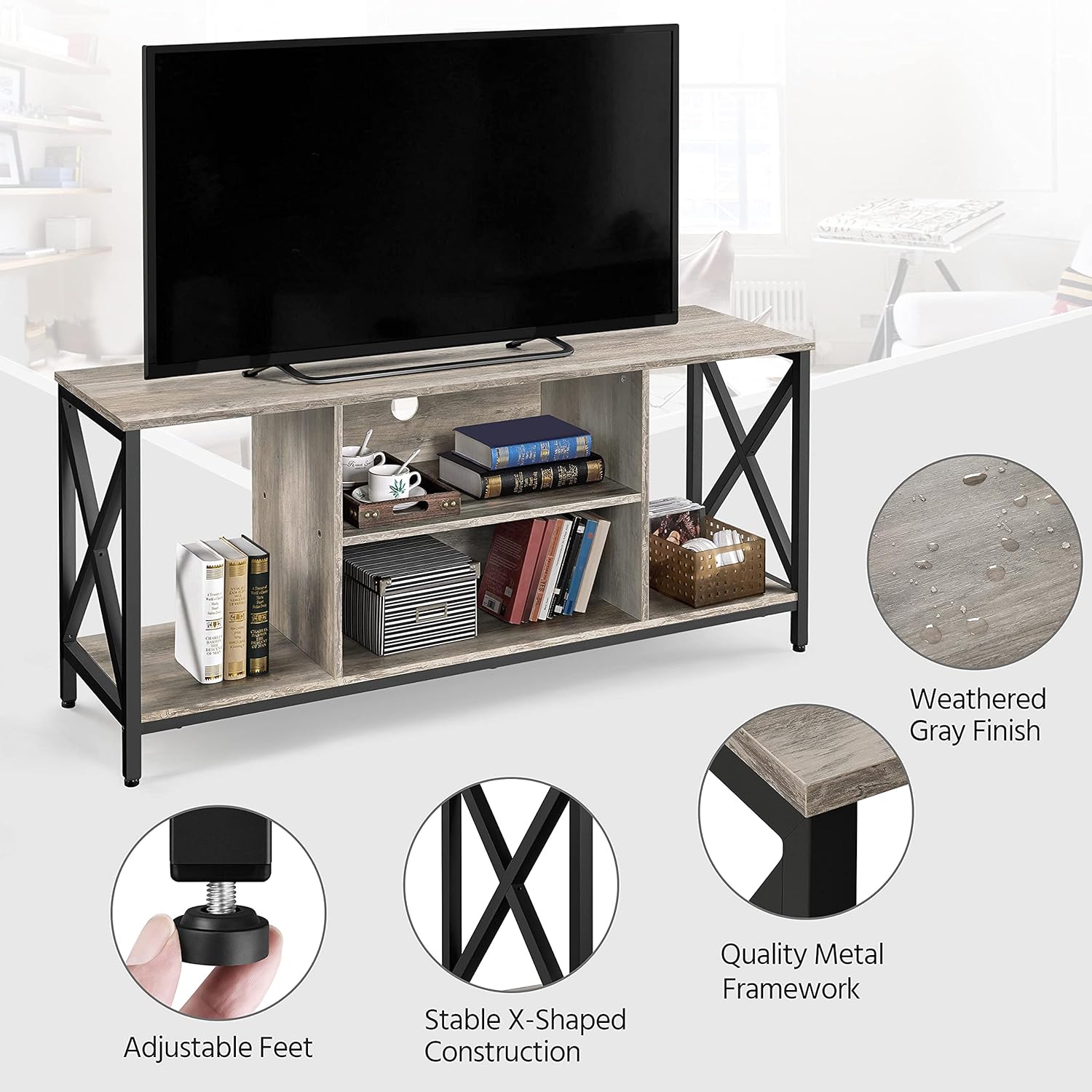 Yaheetech Soporte de TV para TV de 65 pulgadas, soporte de TV de madera para...