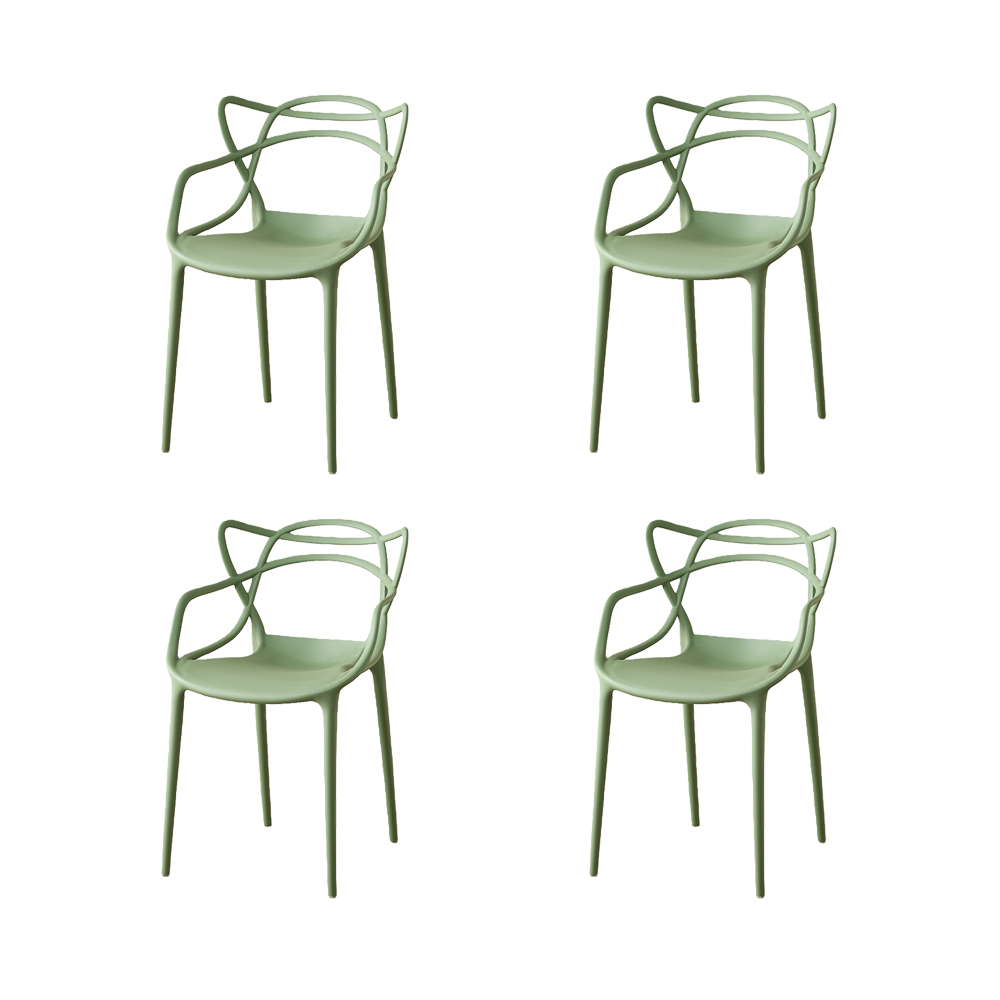 Silla Palermo, Color Verde, Con espaldar y diseño Moderno X4