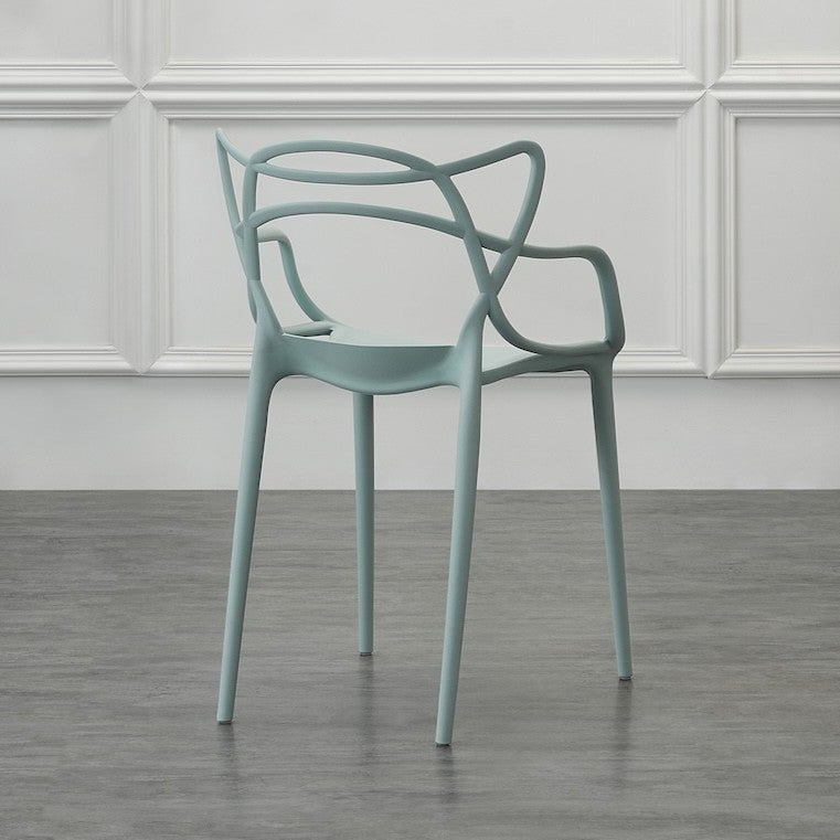 Set de 4 Sillas Palermo, Color Azul Claro, con Espaldar y Diseño Moderno