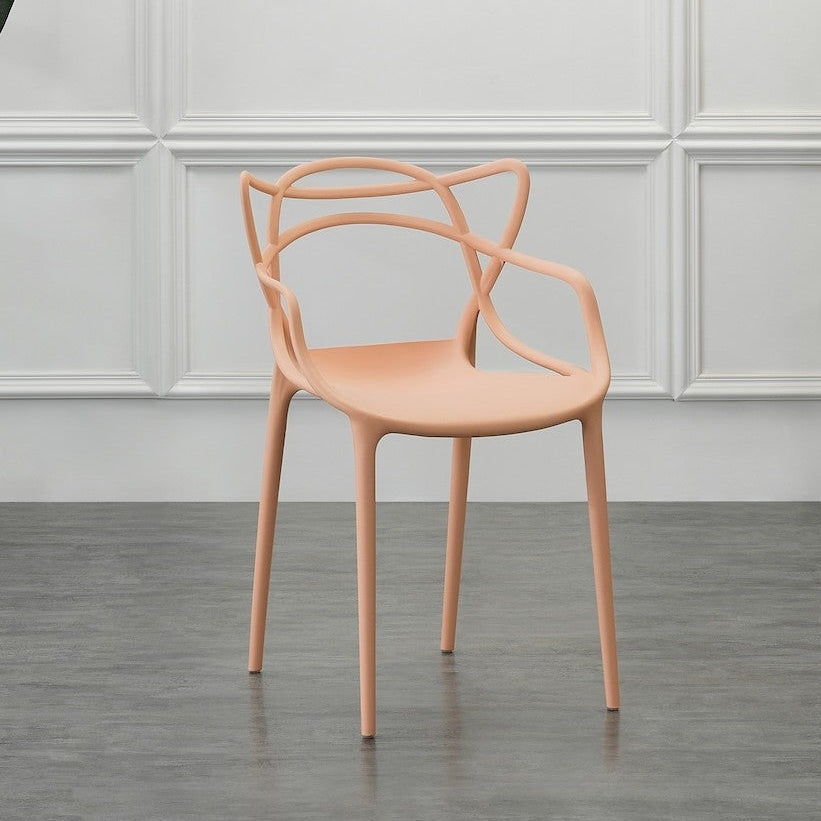 Set de 4 Sillas Palermo, Color Mandarina, con Espaldar y Diseño Moderno