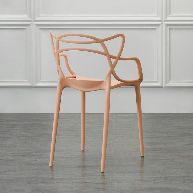 Set de 4 Sillas Palermo, Color Mandarina, con Espaldar y Diseño Moderno