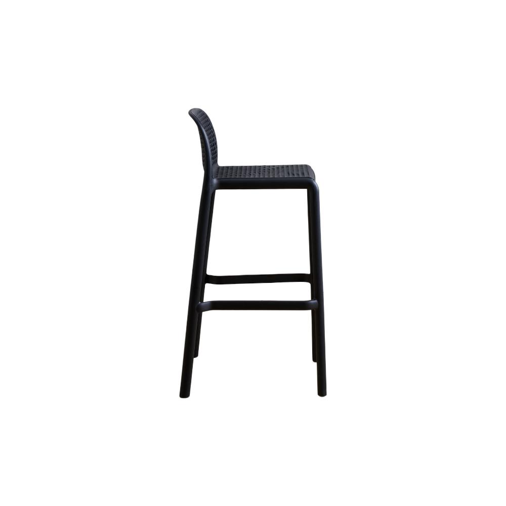 Silla para Bar Túnez, Color Negro, con Espaldar Redondeado y Transpirable