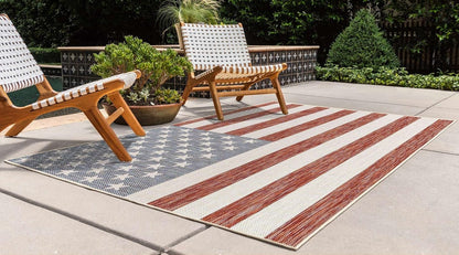 Rugs.com Jill Zarin Outdoor Collection Alfombra de tejido plano rojo de 2 pies