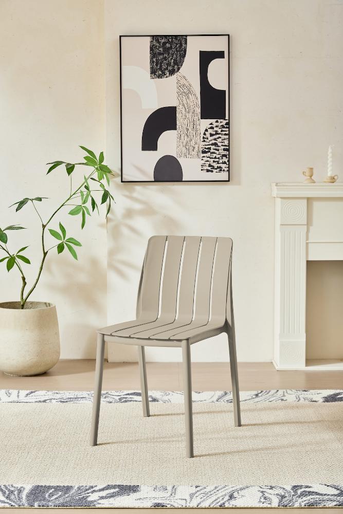Silla Alice, Taupe, Con espaldar y diseño minimalista x2