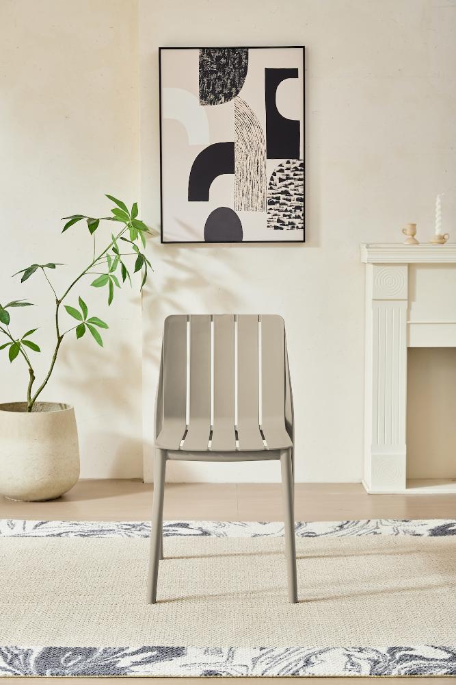 Silla Alice, Taupe, Con espaldar y diseño minimalista x2
