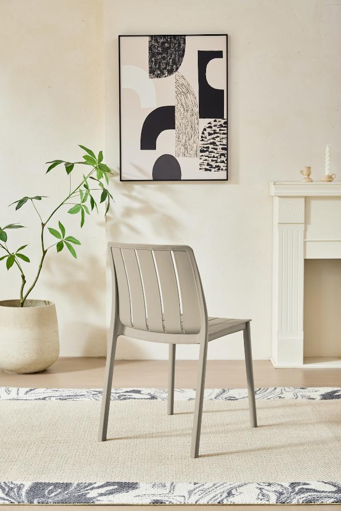 Silla Alice, Taupe, Con espaldar y diseño minimalista x2
