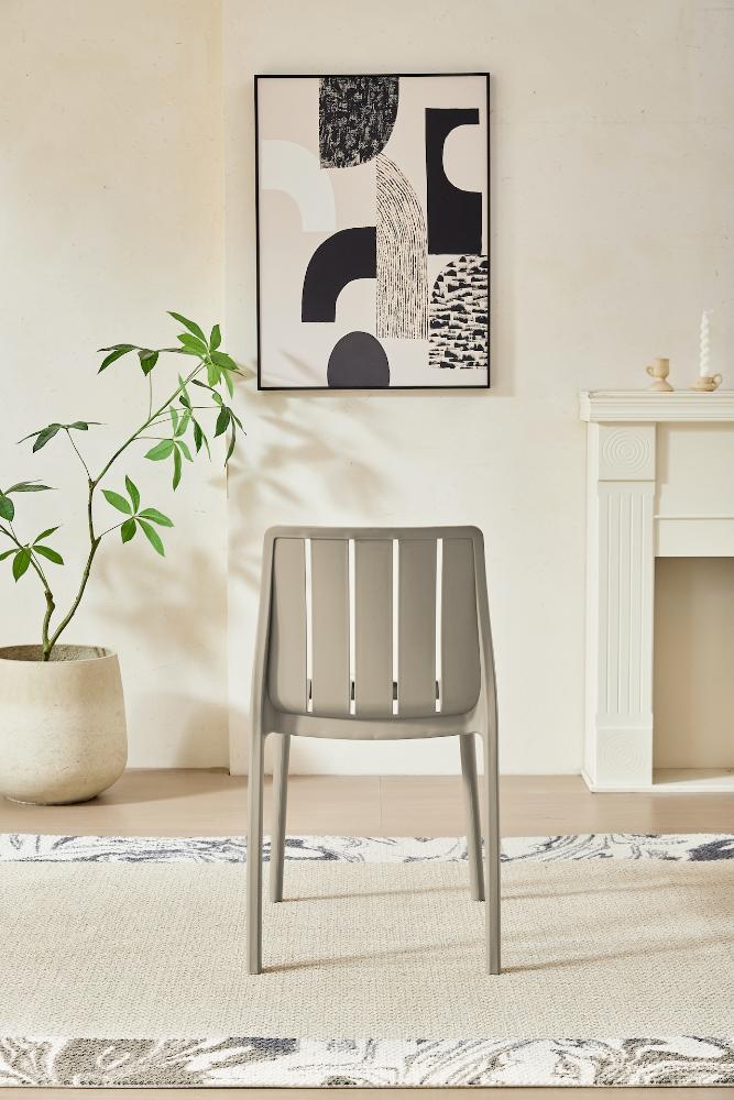 Silla Alice, Taupe, Con espaldar y diseño minimalista x2