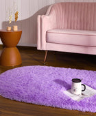 Softlife Juego de 2 alfombras moradas, rectangulares de 4 x 5.3 pies y ovaladas...
