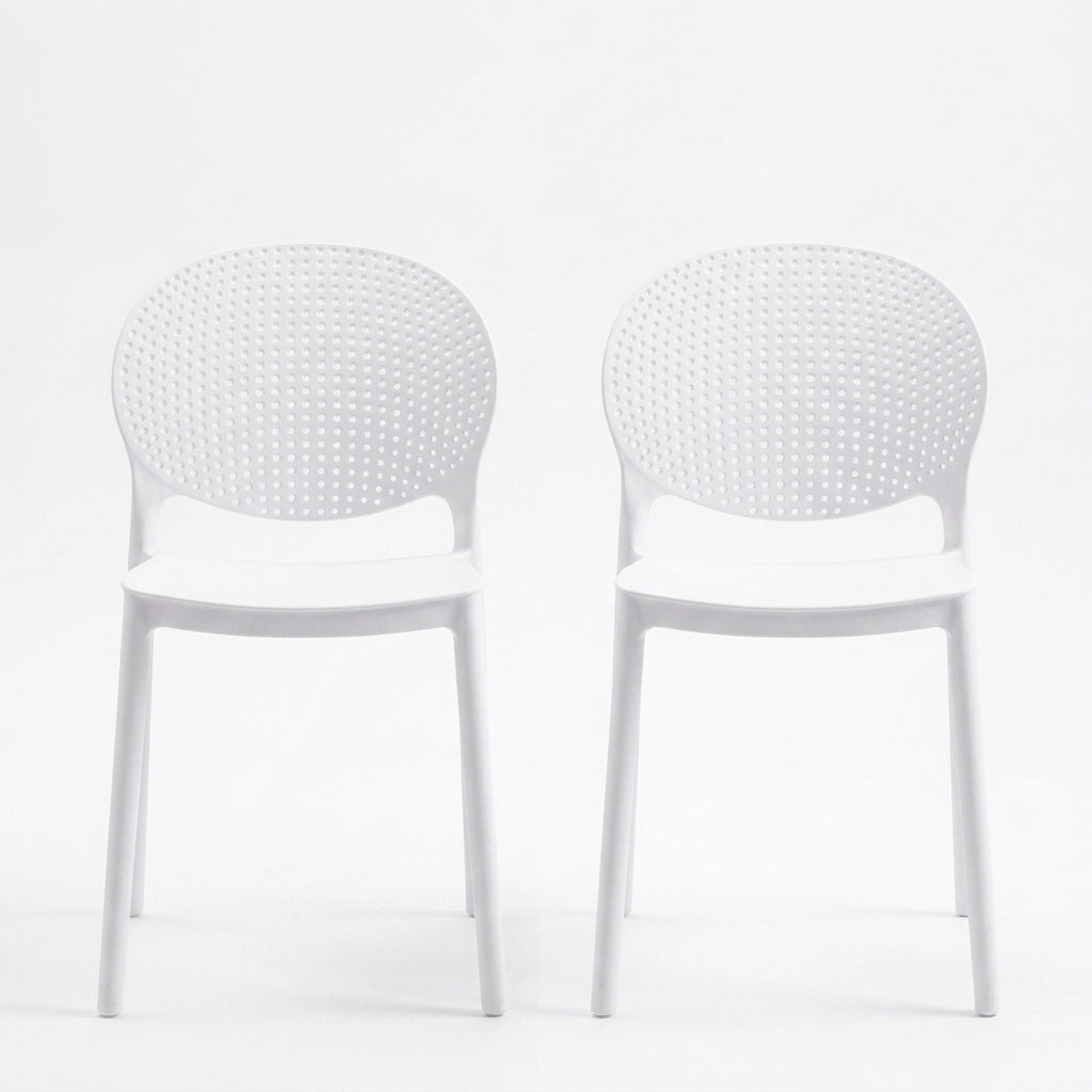 Silla Florida, Color Blanco, con Espaldar y Diseño Moderno X2