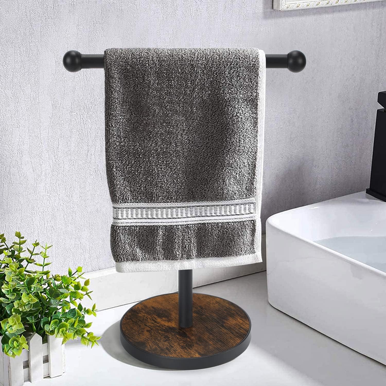 YINMIT Soporte para toallas de mano, soporte para toallas de mano en forma de T...