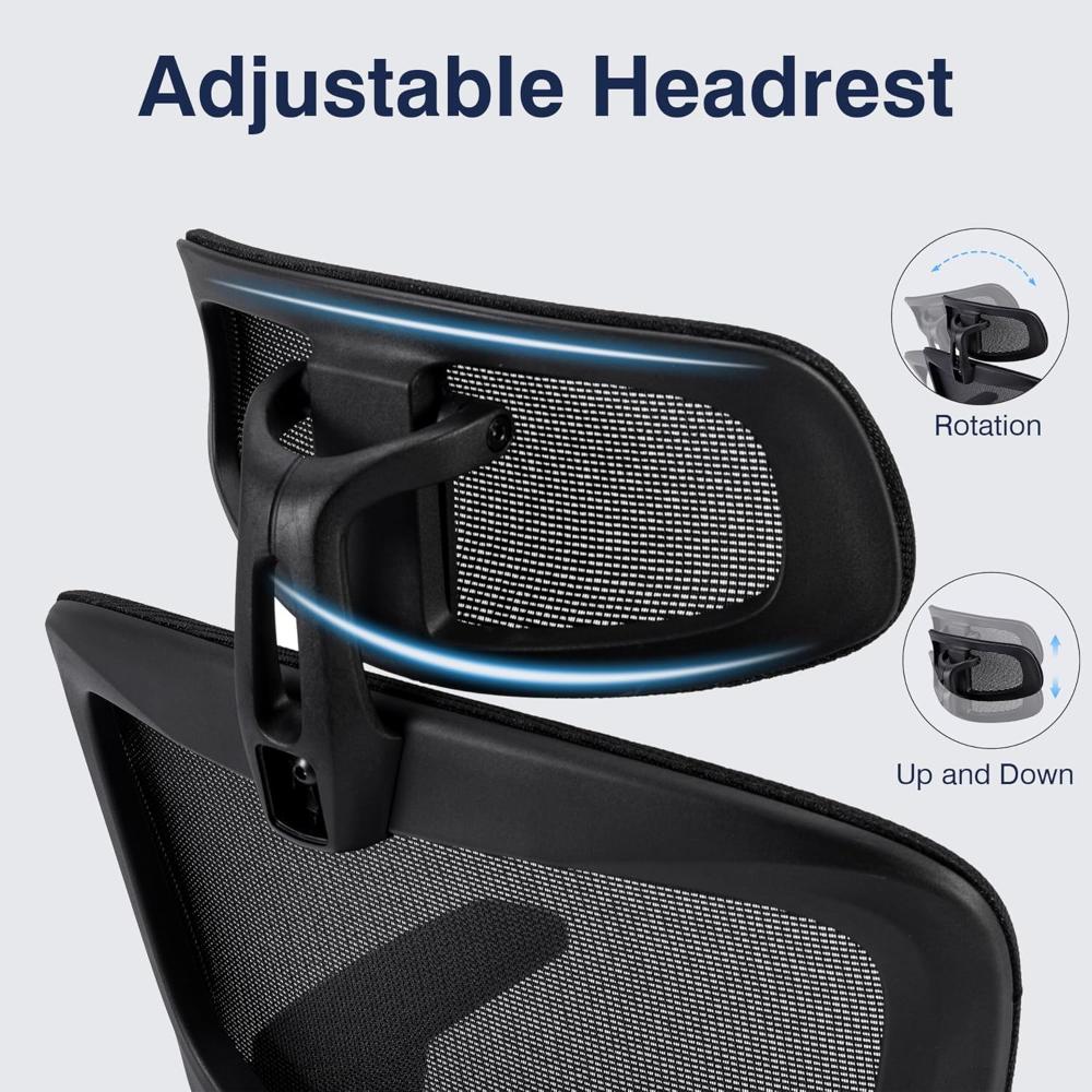 Silla de oficina VECELO Negro giratoria ergonómica