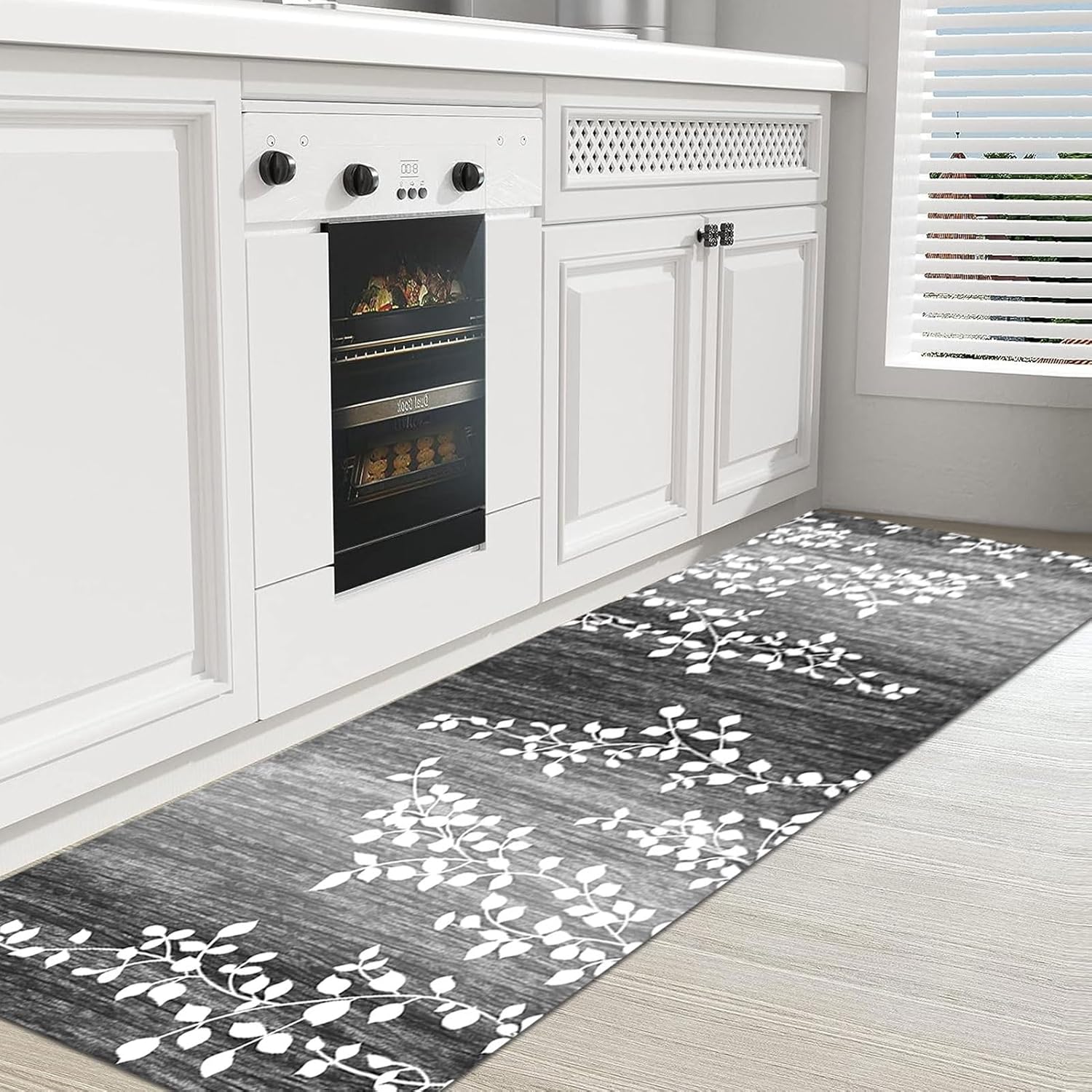 Runner Rug for Entryway, Modern Grey Hallway Long Narrow Rugs Runner Kitchen...