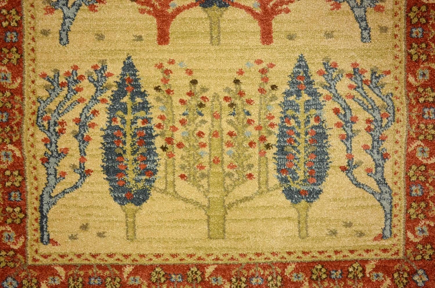 Fars Collection Alfombra moderna de diseño botánico inspirado en tribal, 2 pies