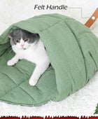 PD50082 - Saco de dormir para gatos, cama de tela de lino, nido de hojas de...