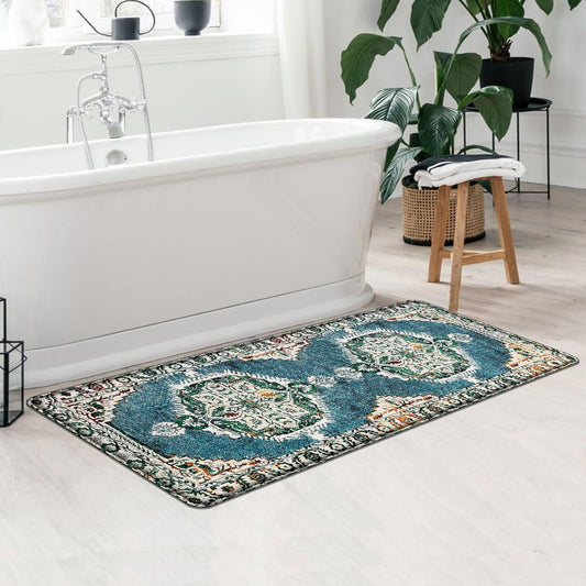 Alfombra bohemia pequeña de 2 x 4.3 pulgadas, alfombra vintage lavable, de lana...
