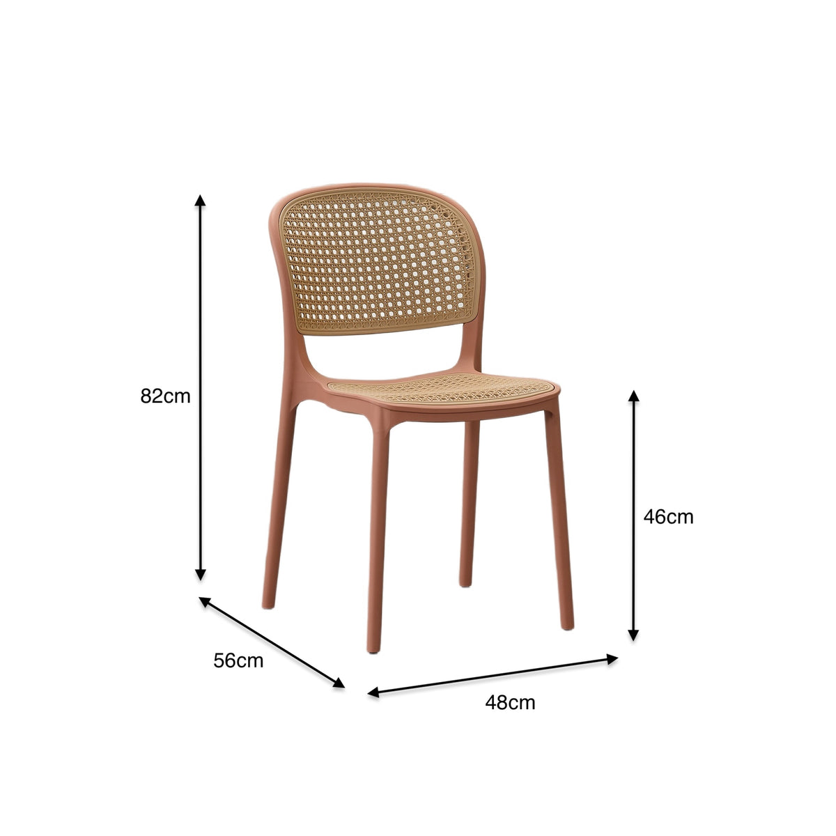 Silla Nest, Color Salmón y Beige, con Espaldar y Asiento en Rejilla