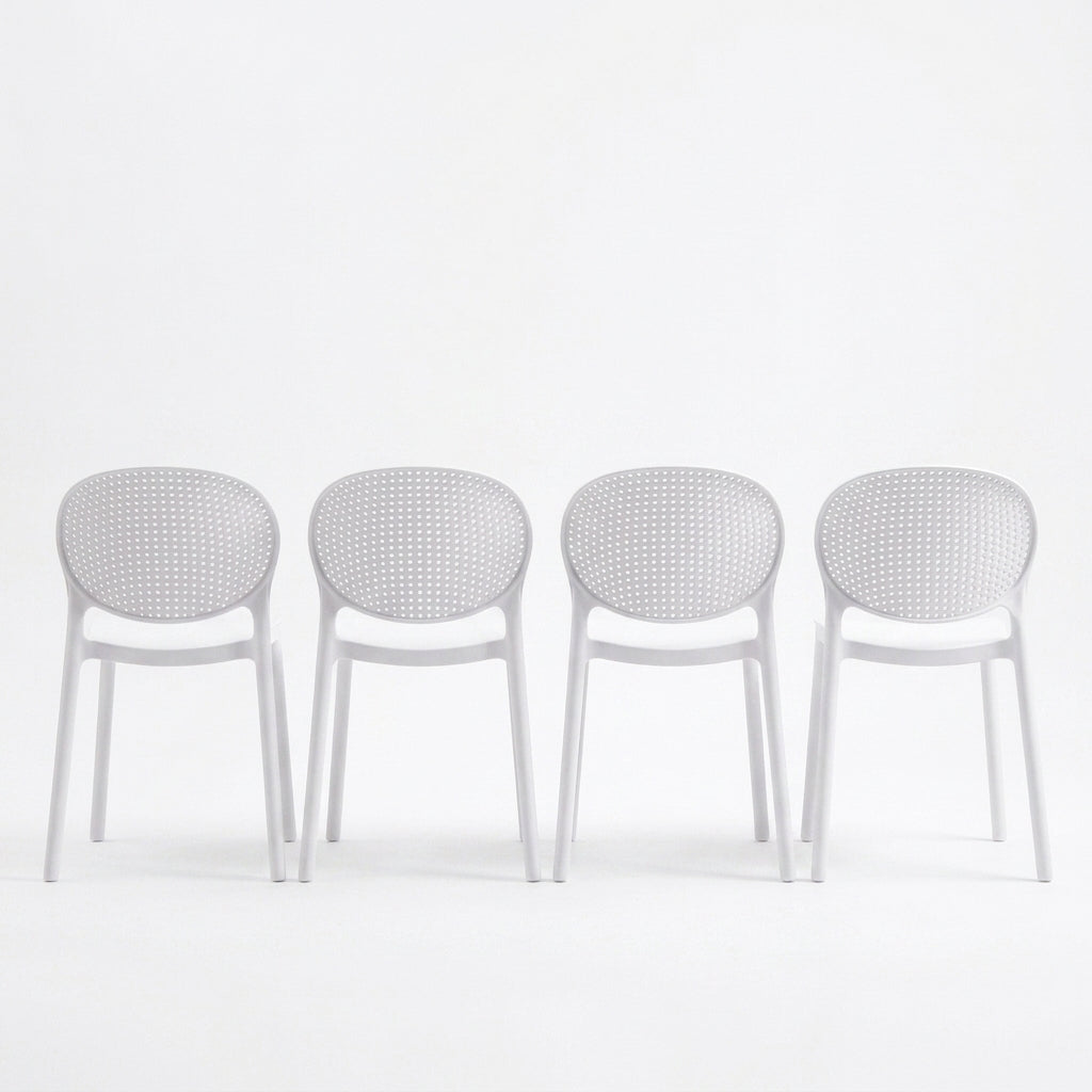 Silla Florida, Color Blanco, con Espaldar y Diseño Moderno X4