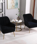 Yoluckea Silla decorativa moderna tapizada de terciopelo con patas doradas,...