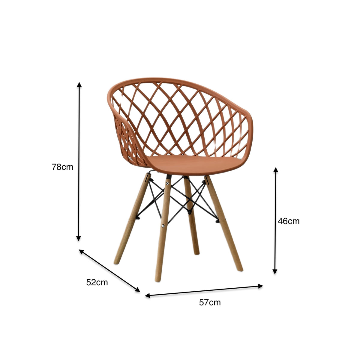 Silla Oasis con Brazos, Color Terracota, con Espaldar