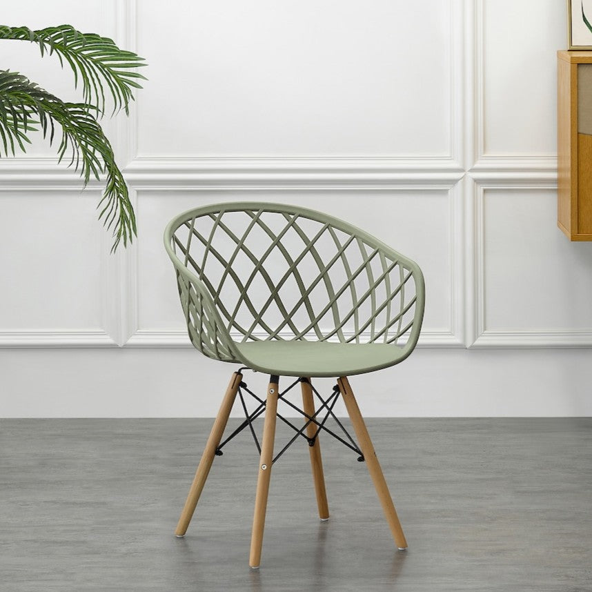 Set de 4 Sillas Oasis con Brazos, Color Verde, con Espaldar