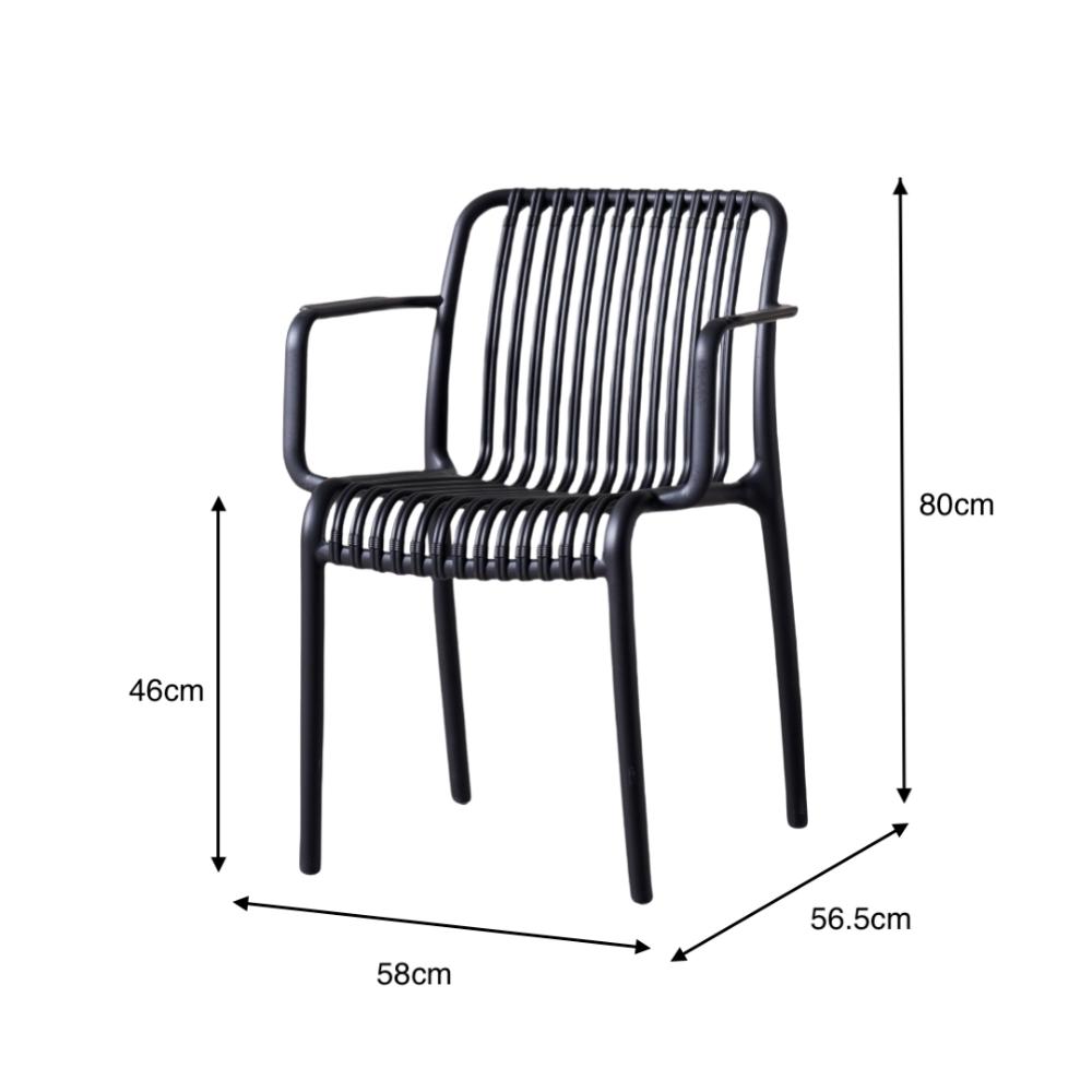 Silla Terra con Brazos, Color Negro, Con espaldar X4