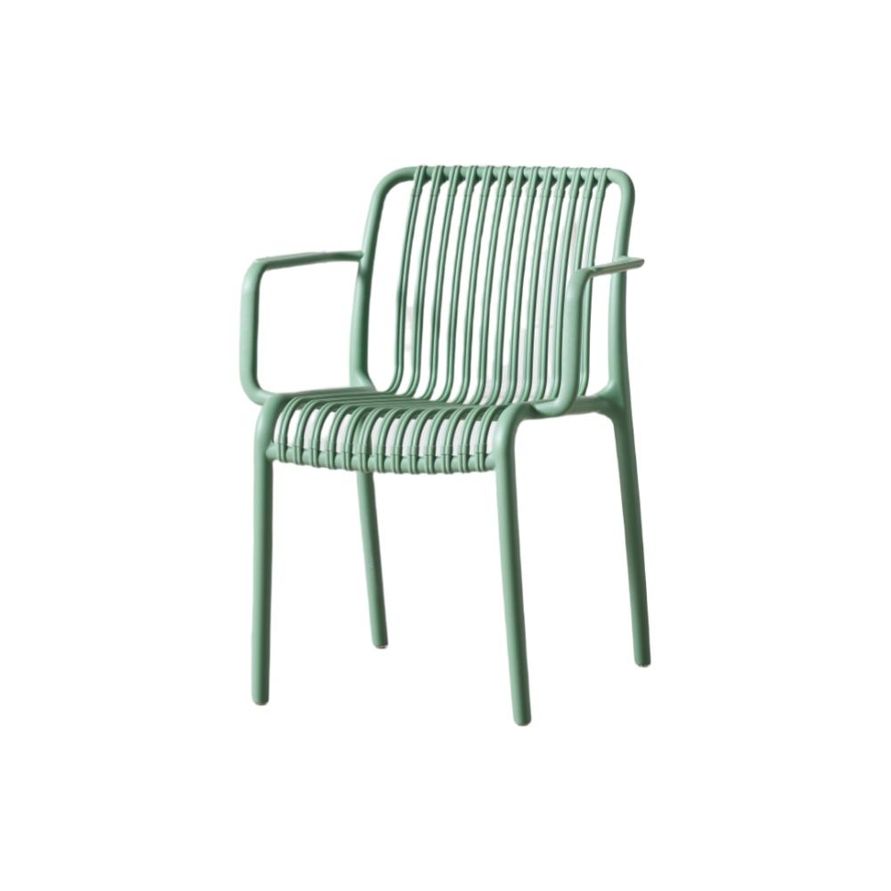 Silla Terra con Brazos, Color Verde Olivo, Con espaldar X4