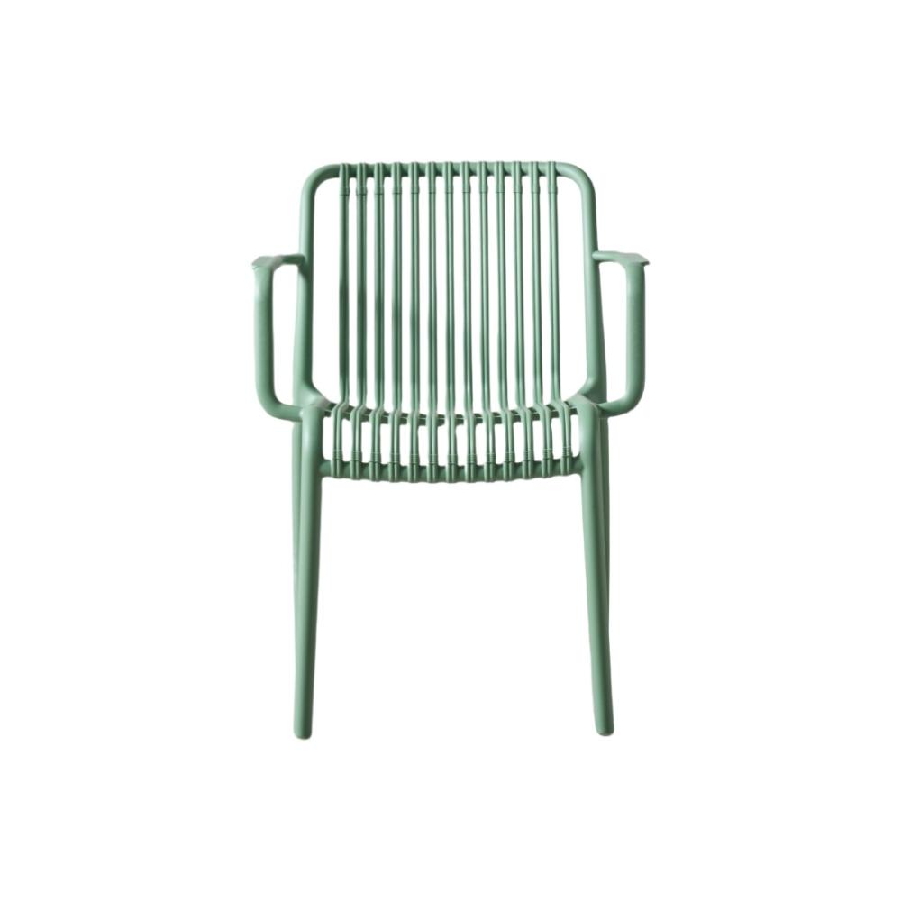 Silla Terra con Brazos, Color Verde Olivo, Con espaldar X4