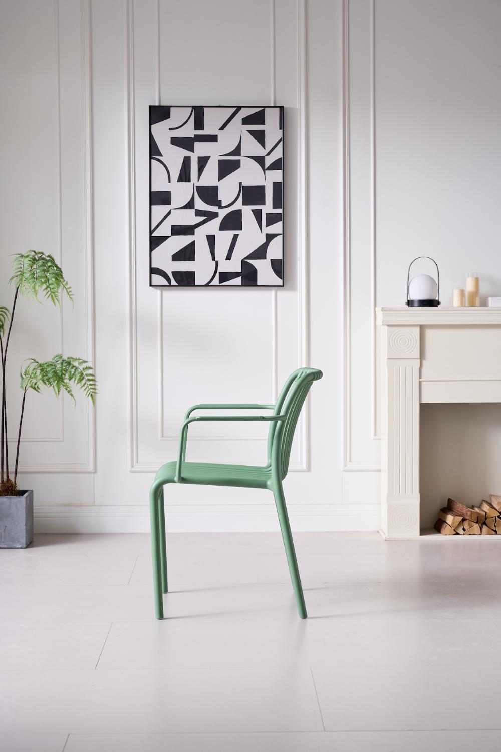 Silla Terra con Brazos, Color Verde Olivo, Con espaldar X4